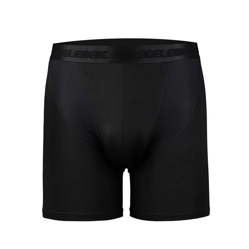 Calzoncillos tipo bóxer para hombre, ropa interior Modal, bragas de seda de hielo sólidas para hombre, bolsa transpirable, calzoncillos de pierna largo medio, Cueca Calzoncillo