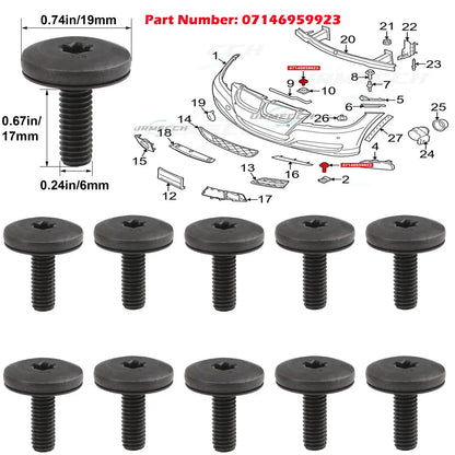 Tornillo de cabeza Torx T30 para BMW Serie 1, 3, 5 y 6, soporte de faro delantero, soporte superior central del radiador, M6 x 18, 07146959923