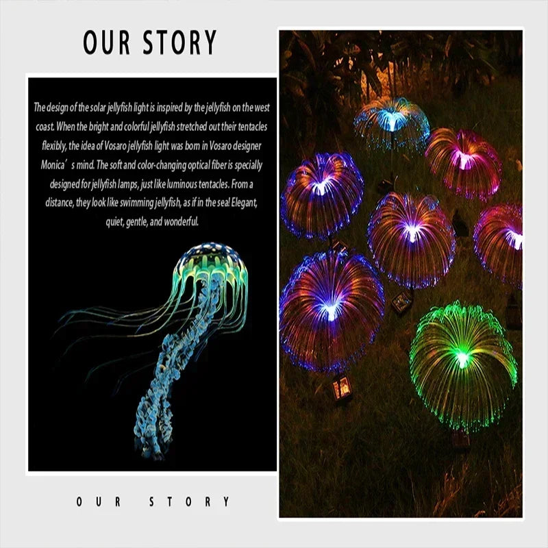 Solar Garden Lights Outdoor Waterproof Fiber Optic Jellyfish Lawn Lights Outdoor Patio Villa Yard Decor