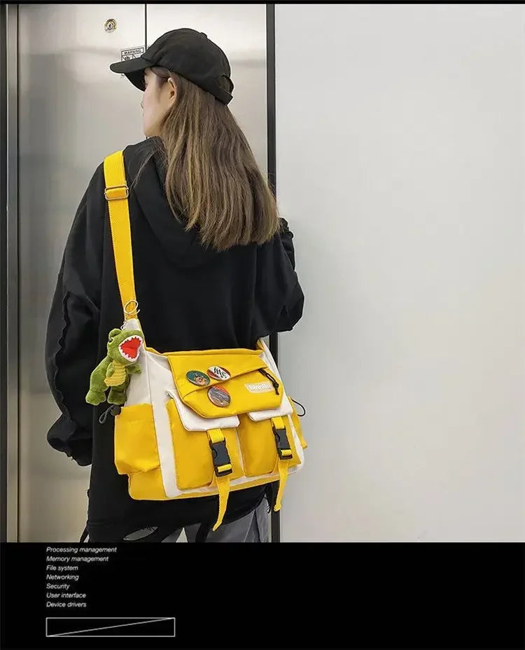 Harajuku Men Nylon Crossbody Bags for Women Messenger Bag Girls School Book Bags Youth Canvas Handbags Shoulder Bag Sac Bolsas