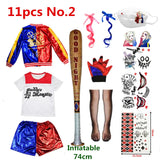 Harley Quinn Cosplay Suicide Squad Harleen Quinzel Kids Girls T-Shirt Joker Jacket Halloween Costume
