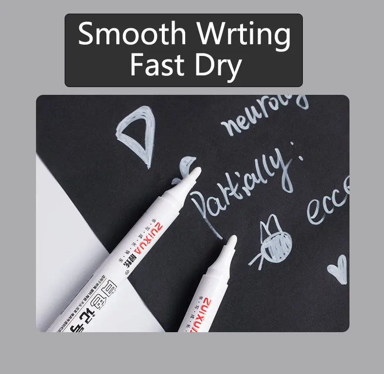 1/3/5 Pcs White Marker Pens 2.0mm Oily Waterproof White Gel Pen DIY Graffiti Sketching Markers Stationery Writing School Supplies