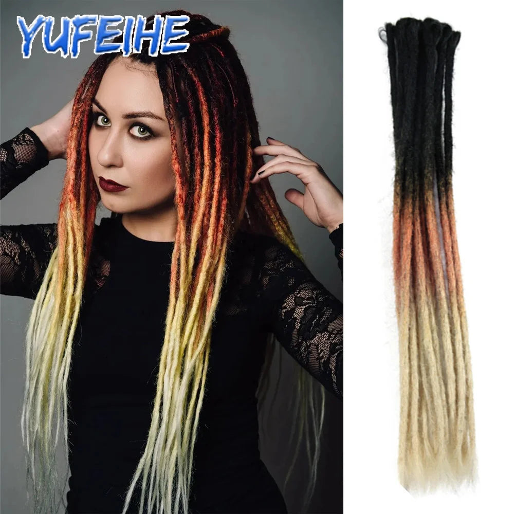 20 Polegada sintético 100% artesanal dreadlock extensões de cabelo fino crochê trançado cabelo backcombed dreads reggae estilo cabelo hippie