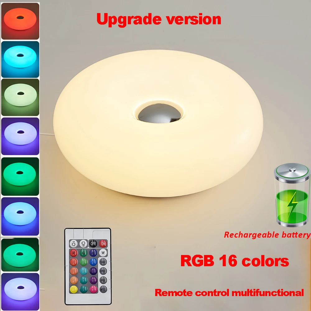 Bauhaus table lamp USB plug bedroom bedside lamp living room dining room decoration donut ambient light (Not glass)