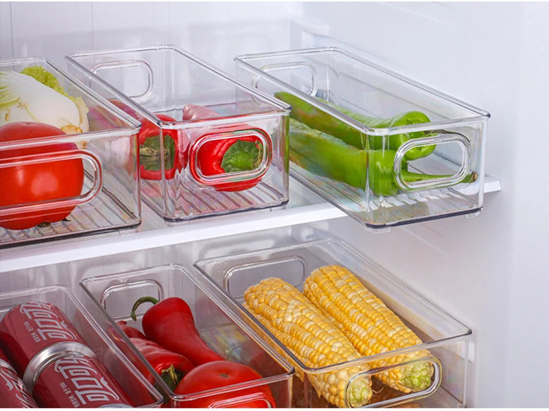 Transparent Refrigerator Storage Box Vegetable Fruit Organizer Fridge Clear Container for Kitchen Food Drinks Storage