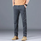 Men's High Quality Pure Cotton Classic Solid Color Casual Pants Business Stretch Slim Straight Brand Trousers Male Autumn New