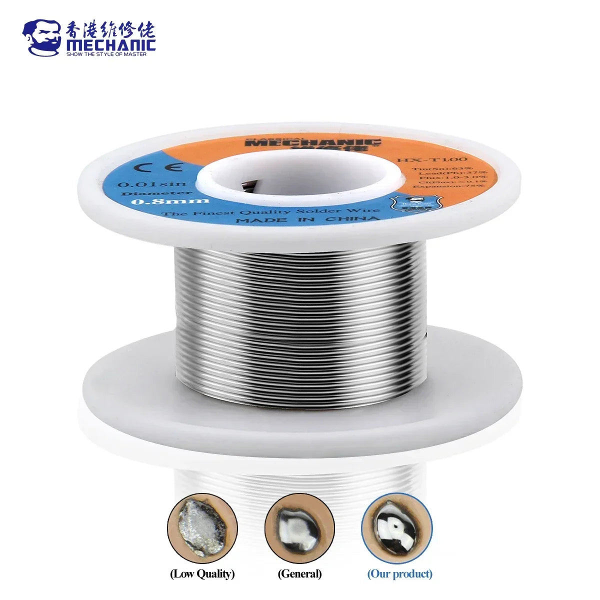 Mechanic HX-T100 Soldering Wire Mild Rosin Core 50g 0.3mm 0.4mm 0.5mm 0.6mm 0.8mm 1mm 1.2mm For iPhone Samsung Repair Tool