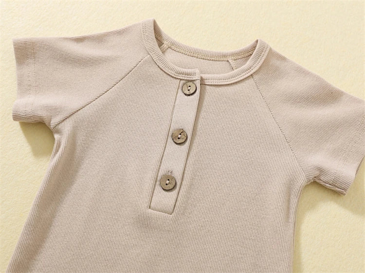 Pelele de verano para bebé, pijama fino de manga corta, mono acanalado, ropa de punto elástica, mono para niña