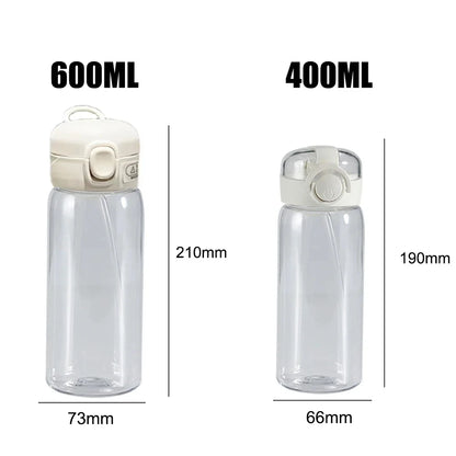 600/400ML Lilo&Stitch Straw Bottles Disney Drinking Office Transparent Portable Anti Drop Children's Water Bottle PC Material
