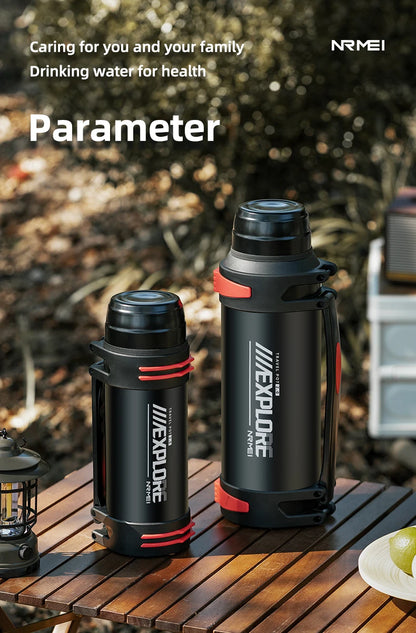 Large Capacity Thermos Bottle with handle Double-wall vacuum Insulated Bottles Leakproof Water Jug for Travel Hiking Camping