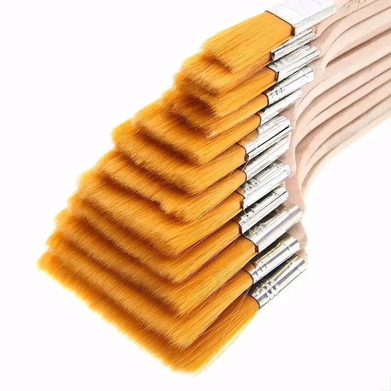 12pcs/set Memory Nylon Paint Brushes Set for Acrylic Oil Drawing Watercolor Wooden Painting Brush Tools Art Supplies