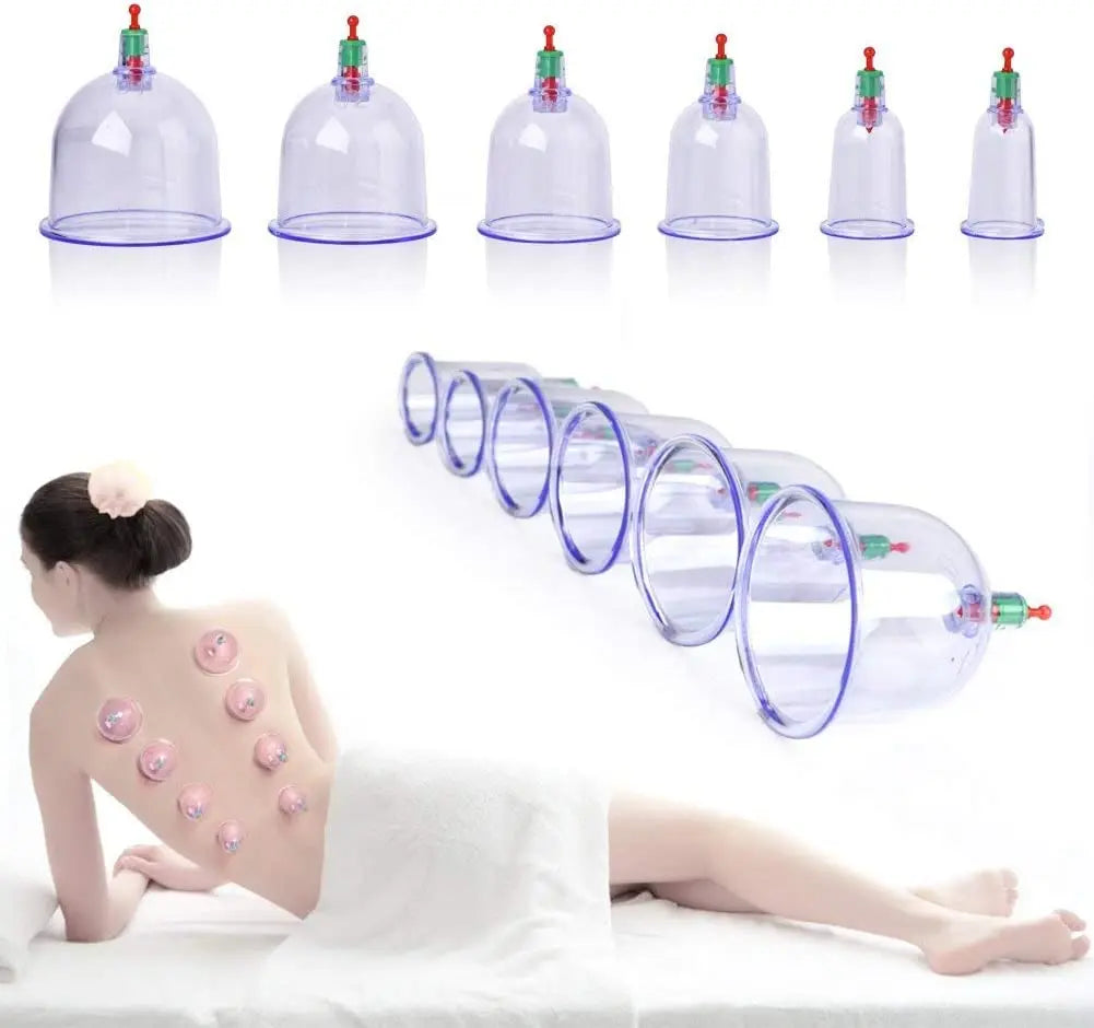 12Pcs Vacuum Cupping Sets with Pumping Gun Suction Cups Back Massage Body Cup Detox Anti Cellulite Cans Healthy Care Jars