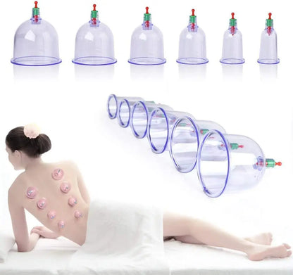 12Pcs Vacuum Cupping Sets with Pumping Gun Suction Cups Back Massage Body Cup Detox Anti Cellulite Cans Healthy Care Jars