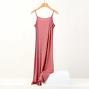 Plus size spring and summer versatile slim long inner nightgown suspender modal cotton solid color bottoming dress