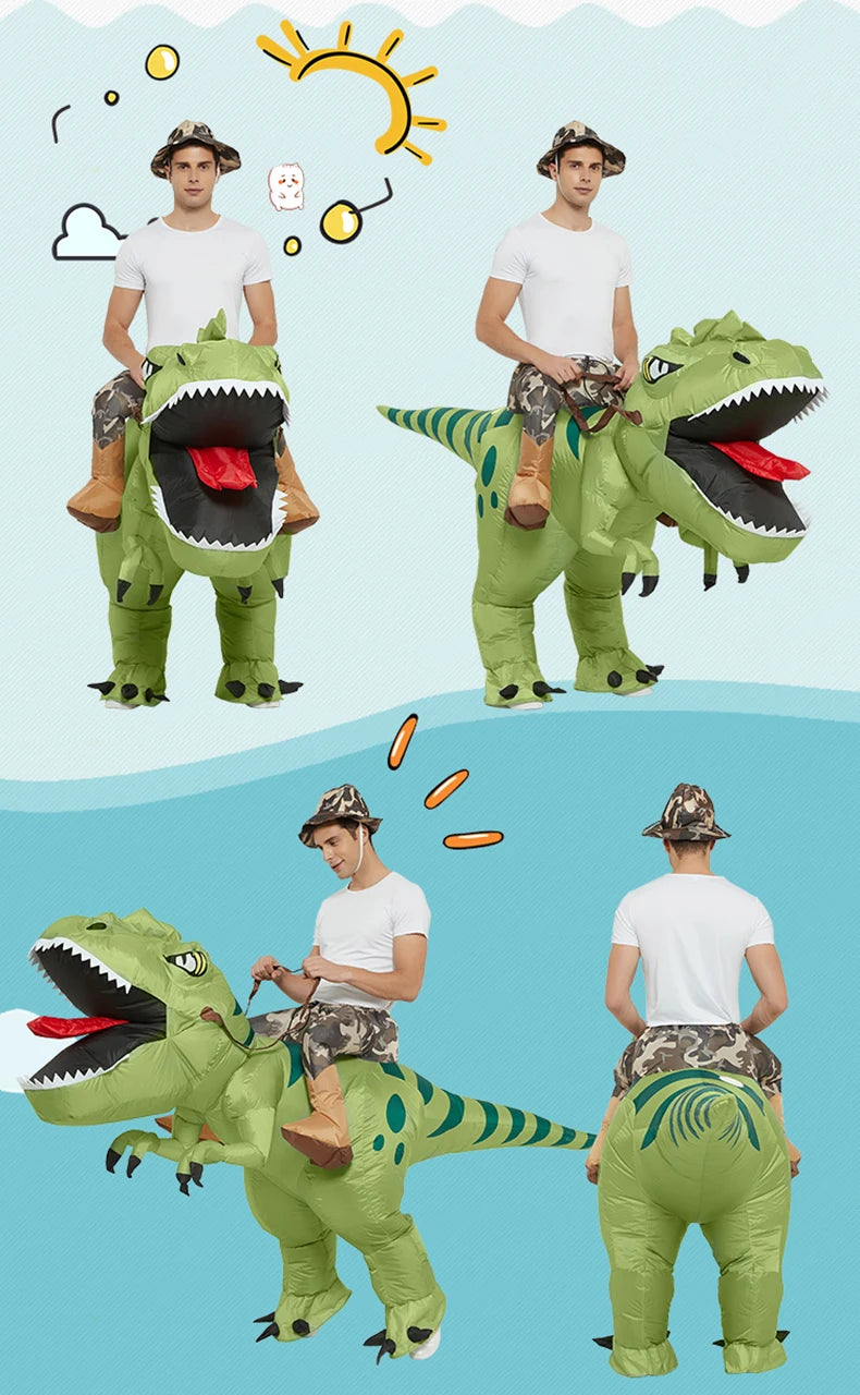Animal Cartoon Riding T-Rex Inflatable Costume Nursery Kids Dinosaur Role-Playing Game Adult Kids Chasing Game Birthday Gift