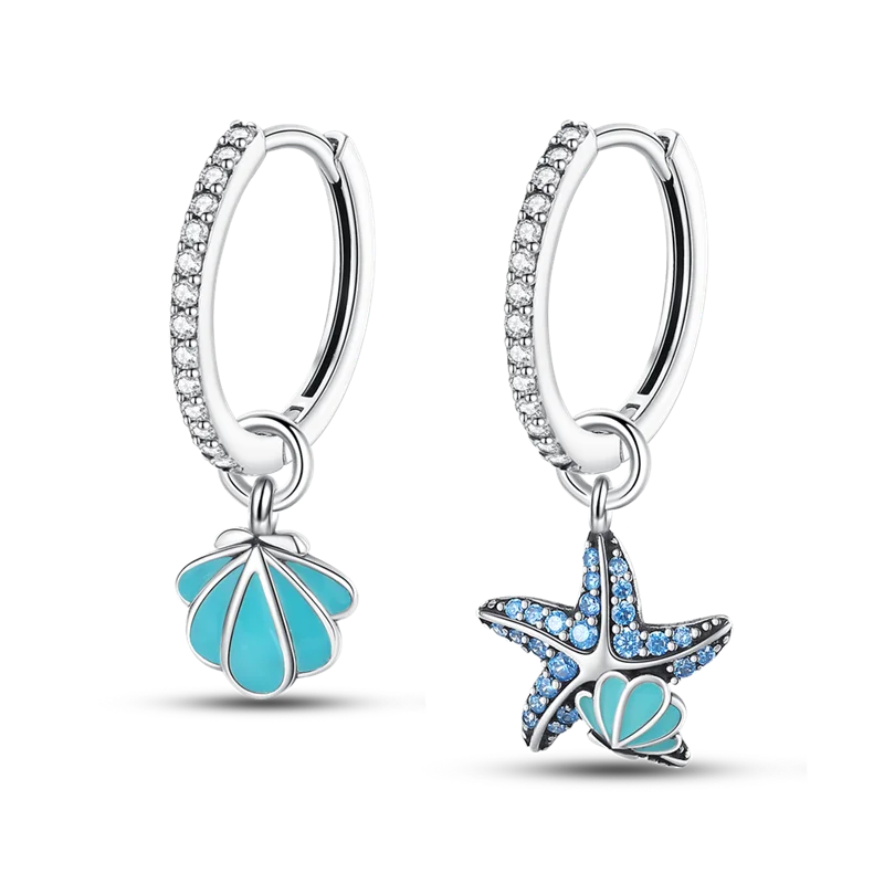 925 prata esterlina brilhante estrela do mar concha brincos jóias para mulheres moda pequeno brinco de prata luxo 2023 novo em