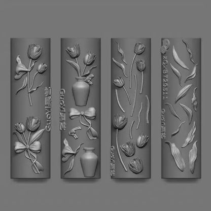 1pc Bowknot Candles Jellyfish Shell Rose Leaf  3D Acrylic Mold Nail Art Decoration Nails DIY Design Silicone  Nails Mold