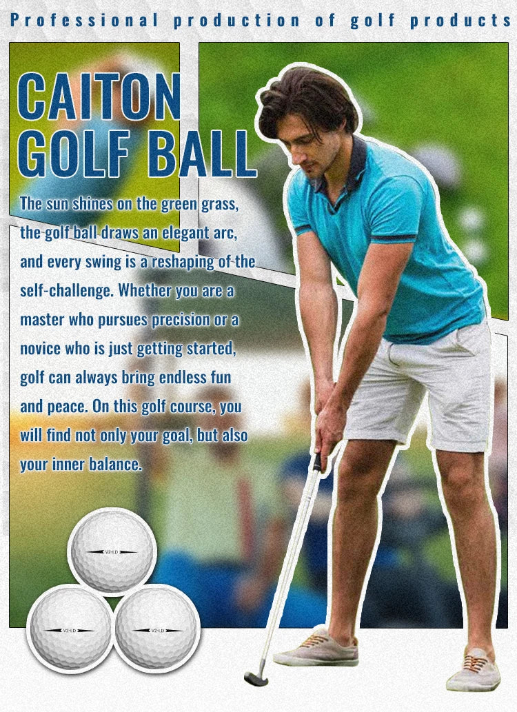 Caiton 50pcs 2-Layer Golf Balls - 332 Dimple, Max Distance, Spin Control, Durable, Precision - For Golf Training & Play