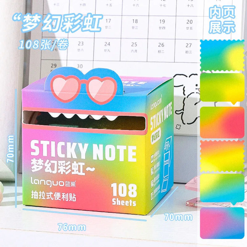 Mr. Paper 6Style 105Sheets/roll Pull-out Sticky Notes Student Stationery Sticky Notes Transparent Color Sticky Notes