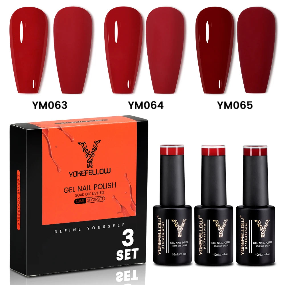 NEW YOKEFELLOW 10ml Crystal Jelly Nude Red Pink Gel Nail Polish Transparent Semi-permanent UV Gel Nail Art Soak Off Gel Varnish