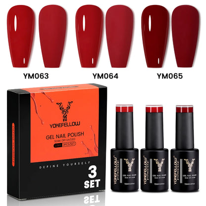 NEW YOKEFELLOW 10ml Crystal Jelly Nude Red Pink Gel Nail Polish Transparent Semi-permanent UV Gel Nail Art Soak Off Gel Varnish
