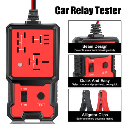 Probador de relés de coche, comprobador de voltaje, comprobador de batería universal de 12 V, comprobador de relés electrónicos automotrices, luz indicadora LED