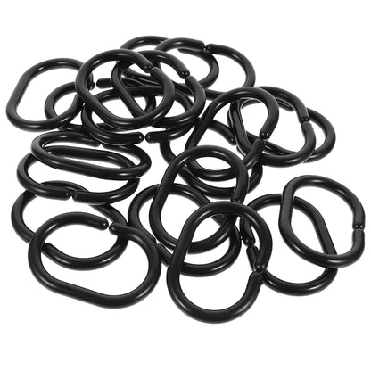 Net Curtain Rod Quick-release Quick-hanging Hooks 20pcs (black) Rings Plastic Shower Extendable Poles Abs