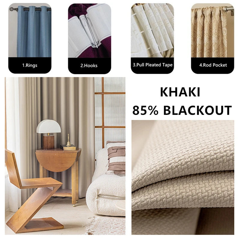 310cm Height Custom Made Thickened Solid Color Double-Sided Jacquard 80%-90% Blackout Living Room Curtains Bedroom Curtains