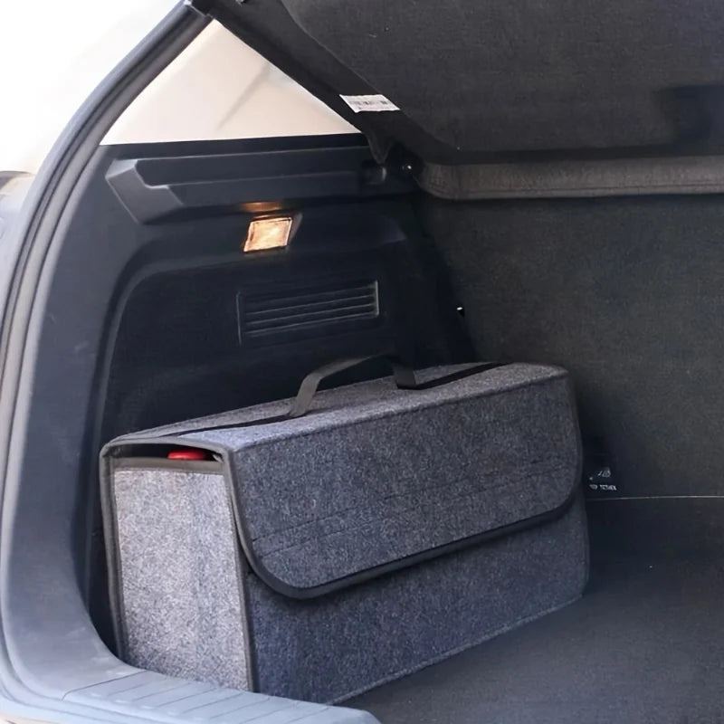 Gray Anti Slip Car Trunk Organizer Bag Multi Compartment Soft Felt Storage Box for Boot Tools & Auto Accessories