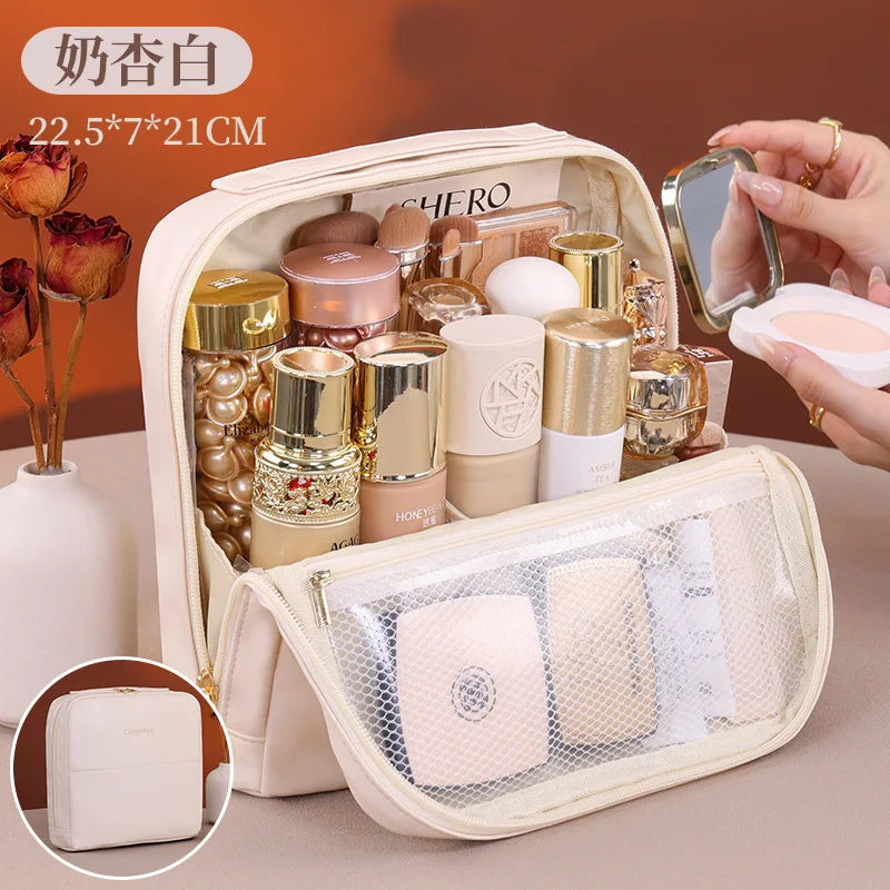 Professional Stand up Cosmetic Bag Large Capacity Travel Toiletry Organizer With Multiple Compartments Portable Storage Pouch