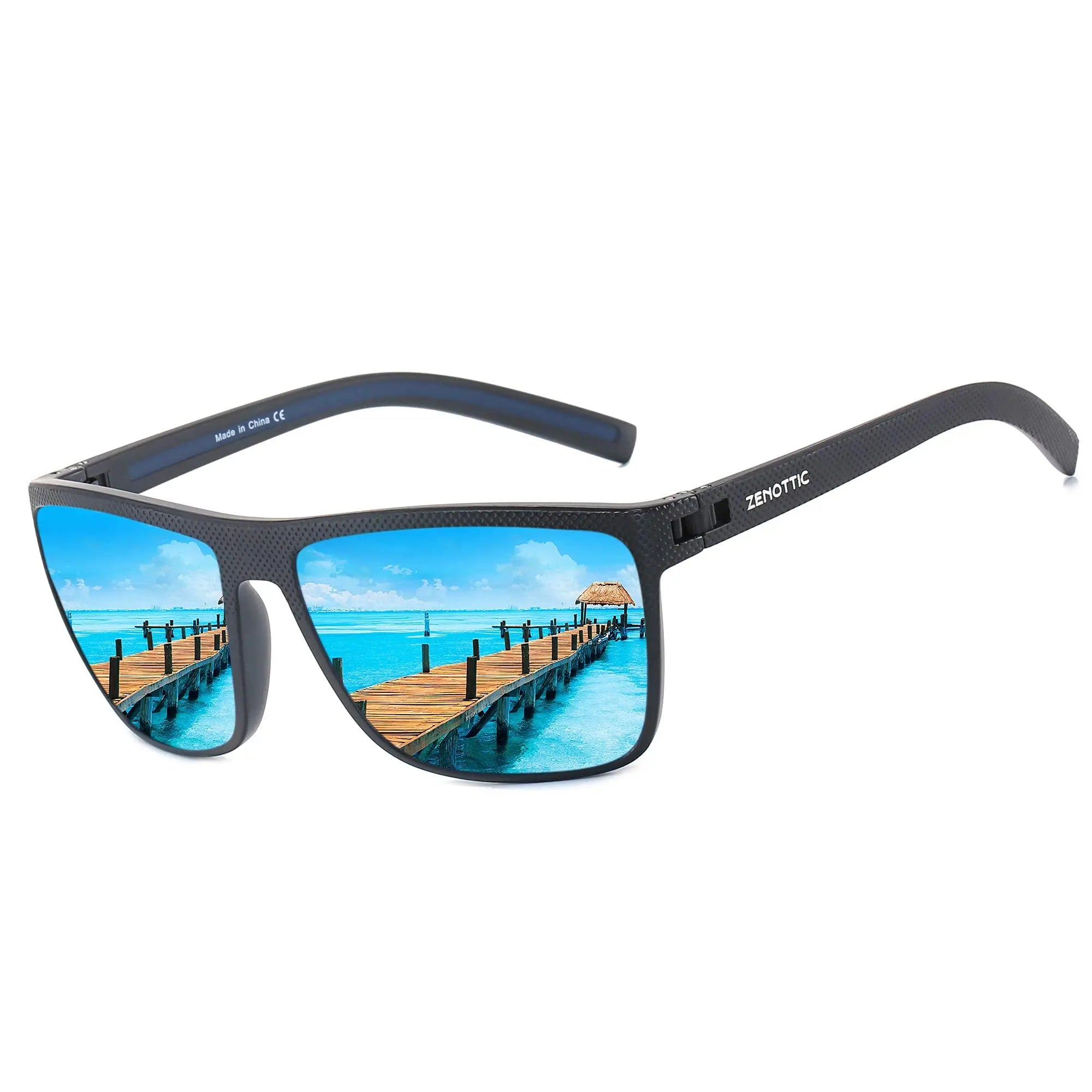 ZENOTTIC Polarized Sunglasses for Men Shades Lightweight TR90 Frame UV400 Protection Square Outdoor Travel Driving Sun Glasses