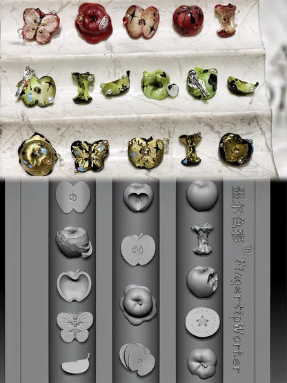 1Pc Chain Ice Flower Fox Spoon Fork Dragon Snake Butterfly 3D Acrylic Mold Nail Art Decorations  DIY Design Silicone Nails Mold