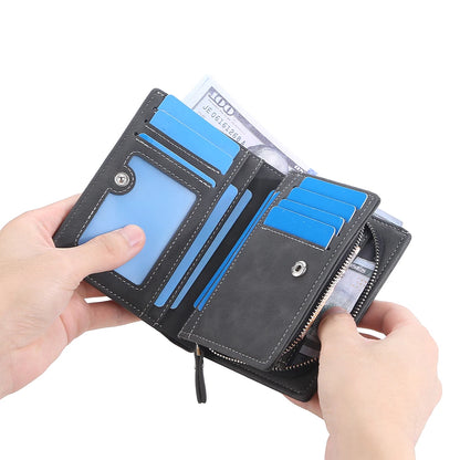 New Leather Men Wallets High Quality Zipper Short Desigh  Wallet Hipster Credit Card Holders Inserts Coin Purses Vintage Walltes
