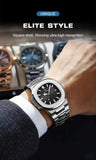 POEDAGAR Top Luxury Brand Man Watch Sports Waterproof Luminous Date Men Wristwatch Square Dial Quartz Men's Watches High Quality