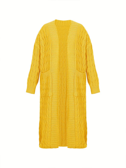 Plus Size Women's Sweater Fashion Casual Cardigan Solid Colour Knitted Sweater Cardigan with Pocket Autumn and Winter Best