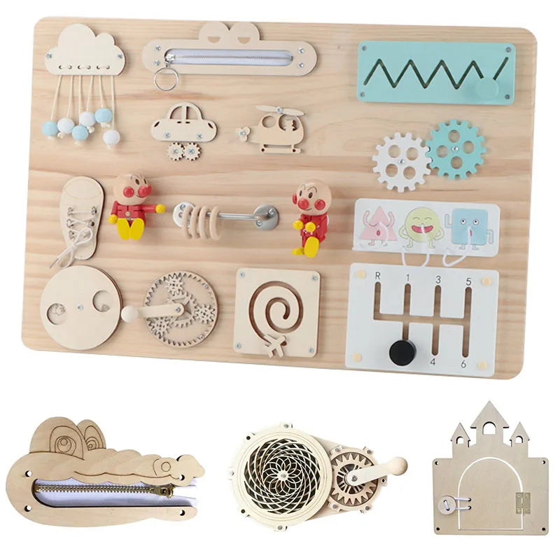 Wood Busy Board Accessories Baby DIY Montessori Toy Early Learning Wooden Toy Wooden Elements Parts for Kids Education Skill Toy