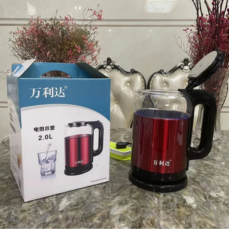 220V 2000ML Glass Electric Kettle Water Fast Boiling Pot Multi Cooker Household Heating Kettle Pot