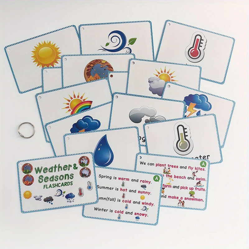 Weather & Season Learning Card English Classroom Group Learning Tools Grammar and Vocabulary Building for Beginner