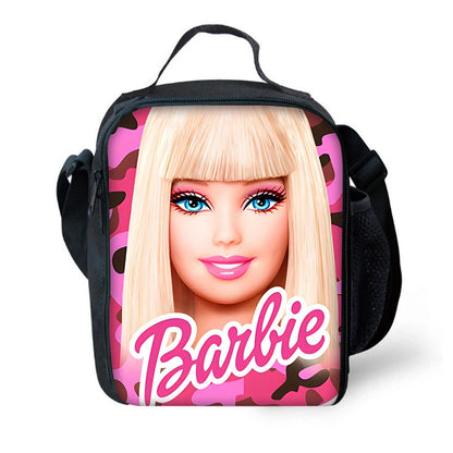 Cartoon Dolls 3 pcs set Child School Backpack with Lunch Bags Pencil Bags B-Barbies School Bags for Boys Girls Best Gift