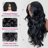 Peruca V-part cabelo humano ondeulado body wave-sem cola glueless