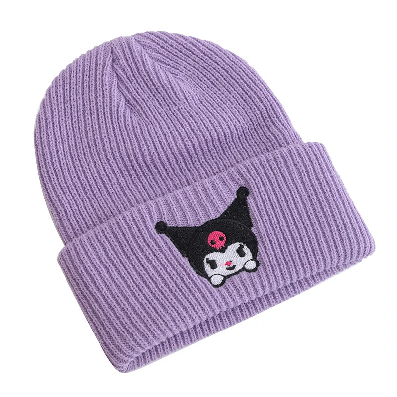 Hot Sale Saniro Hello Kitty Beanie Hat Women Cute Cartoon Cinnamoroll Melody Kuromi Winter Knitted Cap