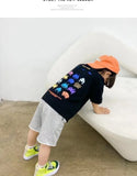 Camiseta de manga corta de verano para niños, Top de cuello redondo para niños pequeños y medianos, moda informal versátil de media manga