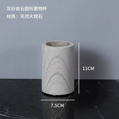 Nordic natural grey marble bathroom accessories Soap dispenser cotton swab jar tissue box soap dish tray bathroom decoration