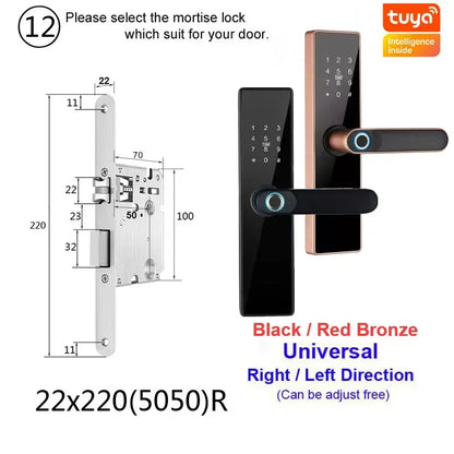 H4 Tuya Electronic Lock Wifi Smart Door Lock Fingerprint Lock Password IC Card Key USB Charge For Smart Home