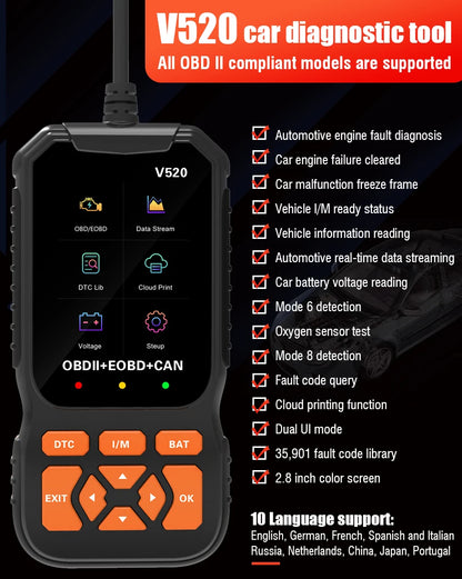 New OBD2 Scanner Professional Auto Engine System Diagnostic Lifetime Free Automotive DTC Lookup Code Reader Car Diagnostic Tool