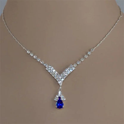 Collar de mujer con incrustaciones de circonita y gotas de agua de colores azul, verde y rojo, accesorios de moda