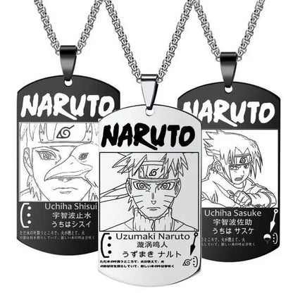 Collar con colgante de Naruto, periféricos de Anime bidimensionales, colgantes y collares de Sasuke, collar de acero inoxidable de hurón para hombre