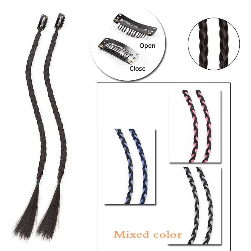 Synthetic 2pcs Braid Wig With Strong BB Clip Lightweight Box Braid Ponytail Hair Piece for Women