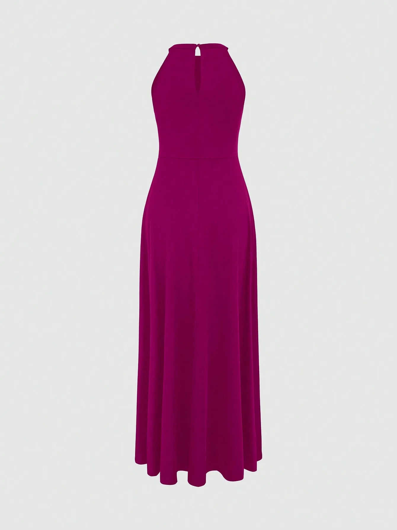 Solid Color High Neck Side Slit Long Evening Gown for Women - Slimming Elegant Formal Dress for Banquets and Parties