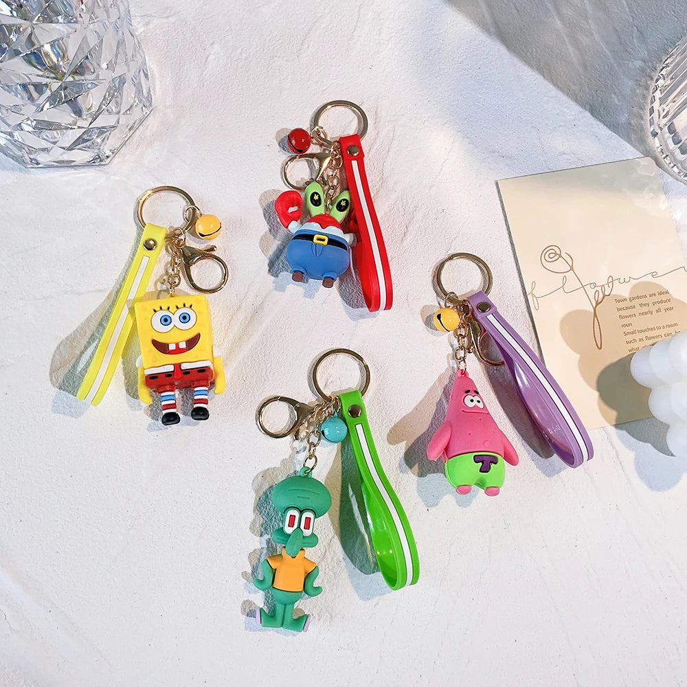 Bob Esponja - Llavero de PVC con forma de muñeco de plástico suave y creativo, colgante para coche, regalo pequeño